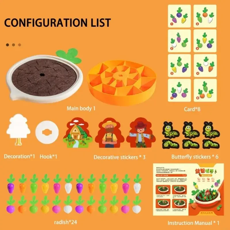 Colorful Carrot Harvest Educational Game For Ages 3+ Strengthens Hand Eye Coordination Using 15UB