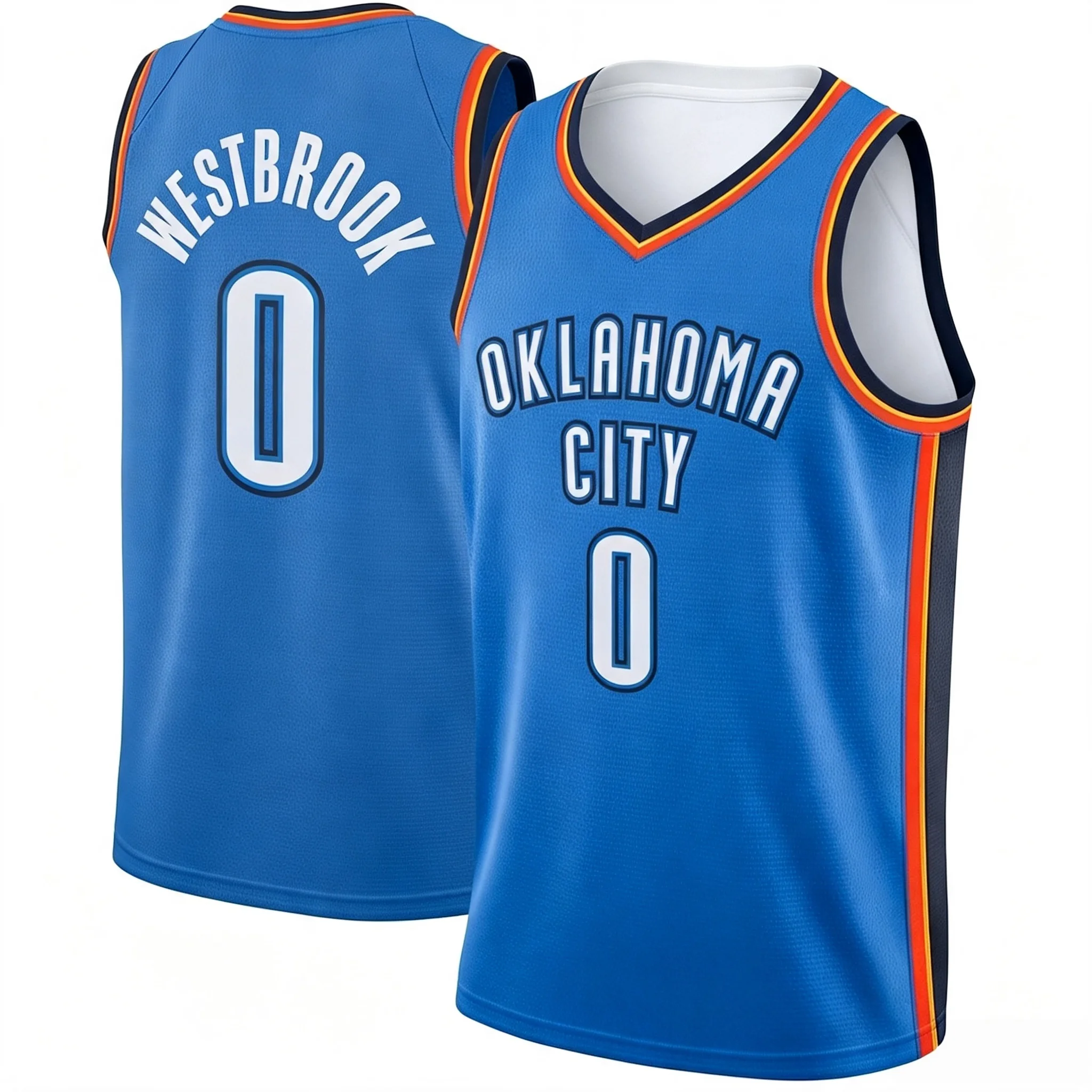 Oklahoma Russell Westbrook Klassisches Basketballtrikot für Herren, Sommer-Sportbekleidung, Komfortable Weste, Atmungsaktiv, Schnelltrocknend, Streetwear – Detail 4