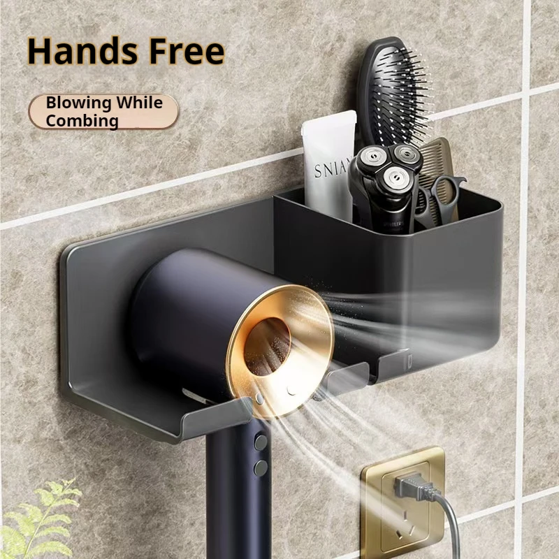

Hair Dryer Holder Wall Mounted Hair Straightener Dryer Hair Stand Bathroom Organizer Shelves Washroom Organization Shelves
