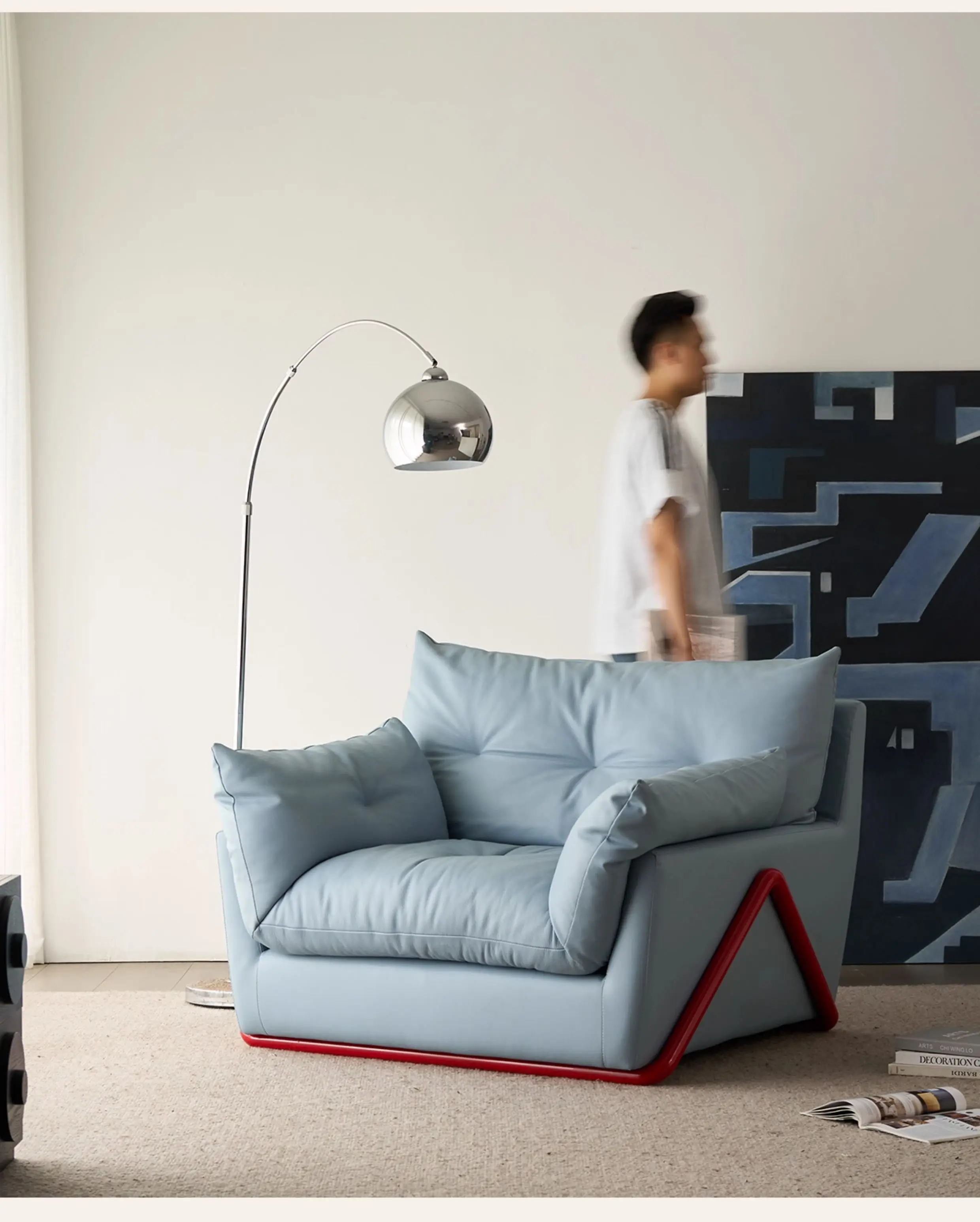 

LTT sofa chair Bauhaus dopamine first layer cowhide living room lazy single chair small apartment