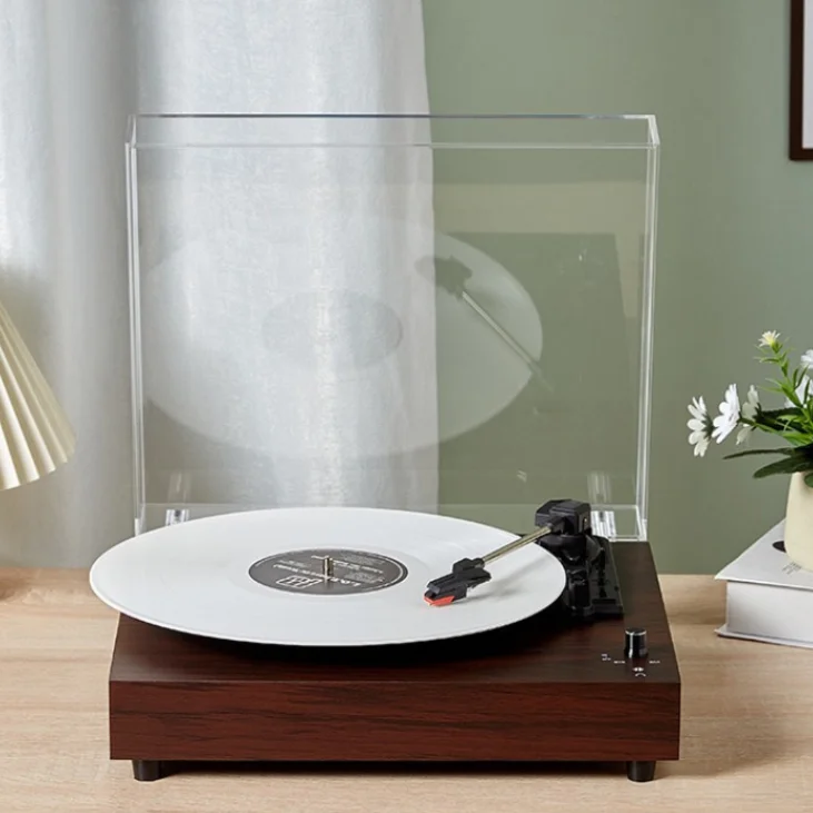 Wooden Bt Wireless Record Player Lp Vinyl Turntable Player Phonograph Aux-in Lint-out with 10w Speaker 3 Speed