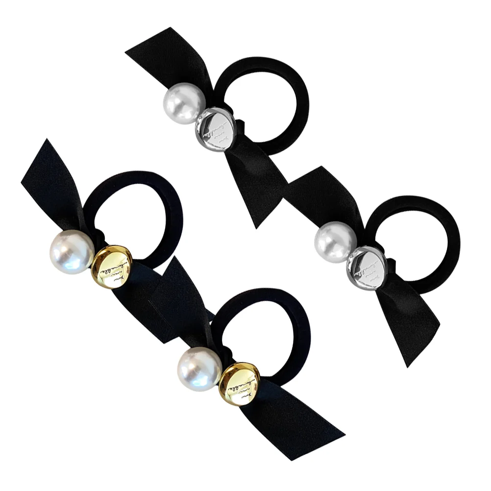 

4 Pcs Bow Tie Elastic Hair Decorative Rope Scrunchies Headband Girl 800X600X100CM Cute Pearl