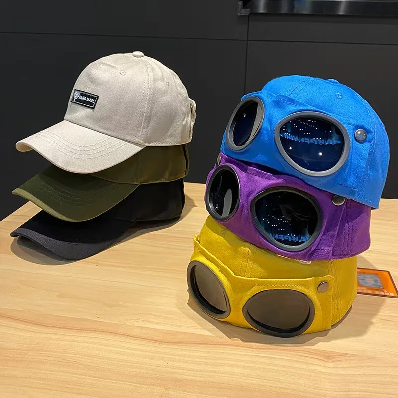 Bonés de Beisebol Unissex de Verão com Óculos, Chapéu Aviador, Boné Hip Hop Feminino Personalizado, Boné Masculino para Esportes ao Ar Livre com Viseira Solar