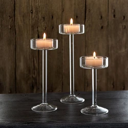 1Pc Glass Candle Holders Set Tealight Candle Holder Home Decor Wedding Table Centerpieces Crystal Holder Dinner Table Setting