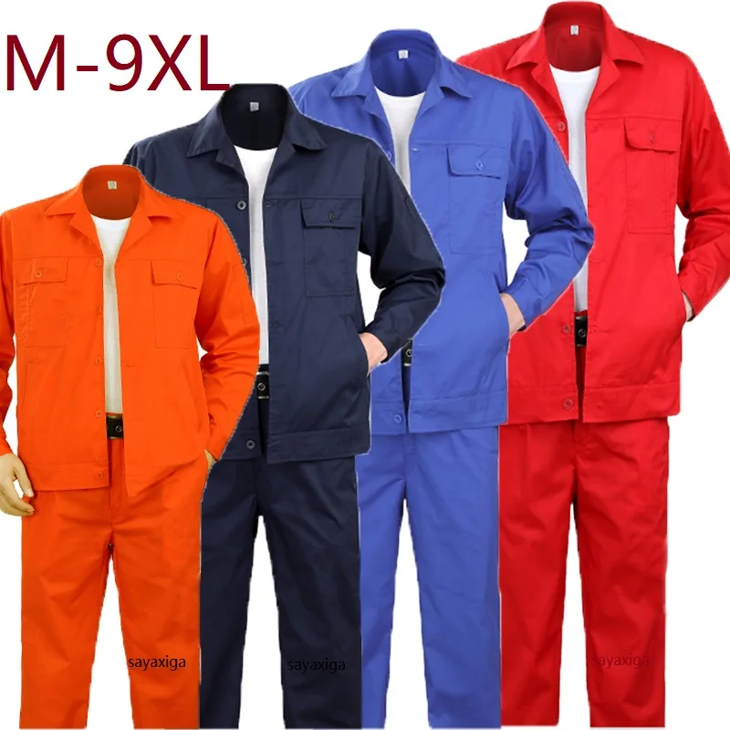 

M-8XL 9XL Summer Work Clothes set Mechanics Uniforms Men's Set Wear Resistant Oversized Repair Construction Labor Suits Big size
