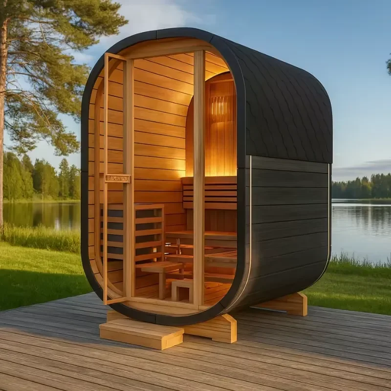 1 person water-cooled modern far-Radiant heat electric heating indoor and outdoor wooden Japanese massage spa bath sauna