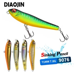 71mm 7.8g Sinking Pencil Lure Surface Fishing Bait Walk The Dog Artificial Freshwater Hard Bait Bass Plastic Walker Fish Baits