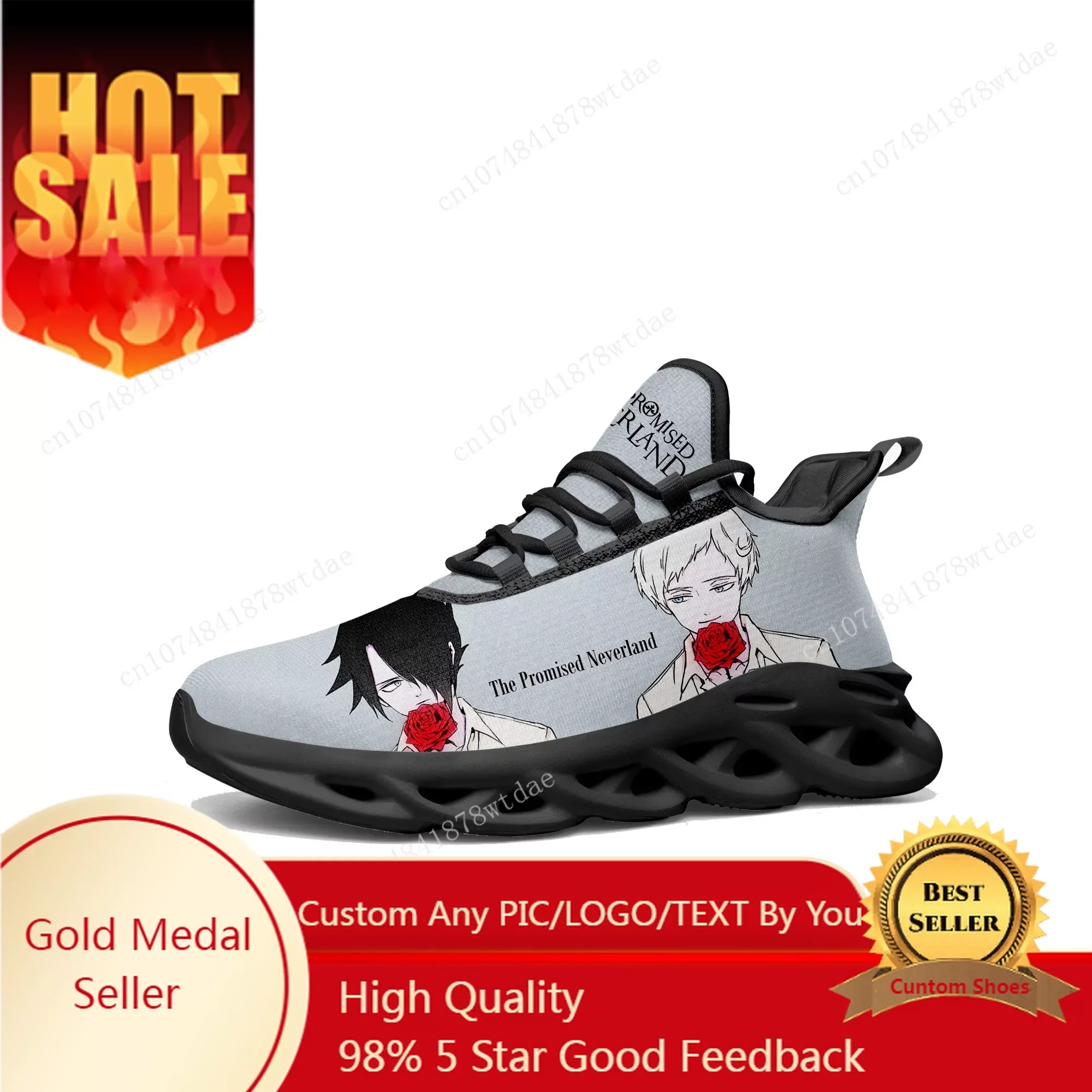 

The Promised Neverland Emma Flats Sneakers Mens Womens Teenager Sports Running Shoes High Quality Custom Lace Up Mesh Footwear