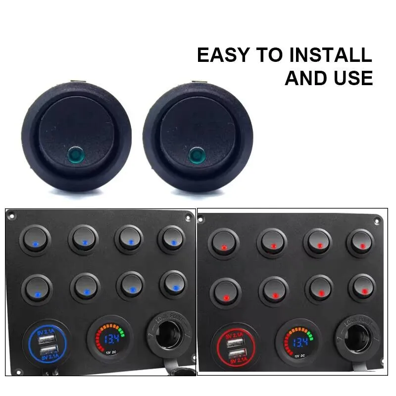 20A 12V Carling Marine 3-poliger Mini-LED KCD1 runder Wippschalter