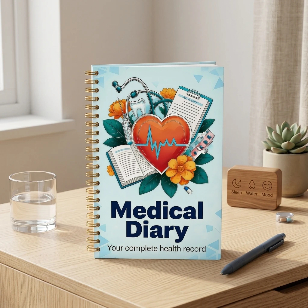 Professional Health Tracker Journal Symptom Monitoring Logbook for Chronic Illness Caregivers Medical Record Organizer Book