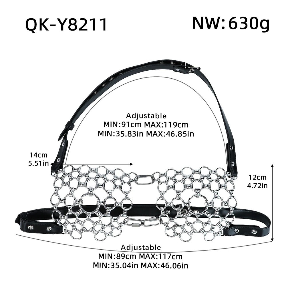 LEZEE Stainless Steel Mesh Bra Harness For Women Leather Belt Bondage Restraint Chest Lingerie Underwear Adult BDSM Sex Toys view 2