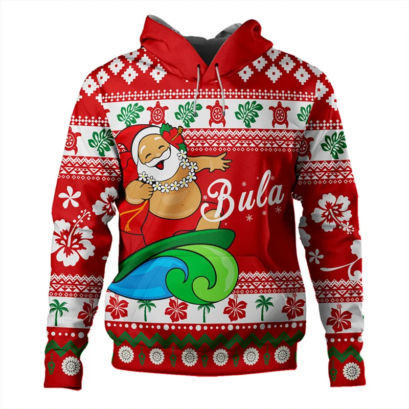 Ugly Christmas Santa Claus Hoodie Men Kids 3d Printed Merry Christmas Hawaiian Pattern Pullover Sweatshirts Oversized Hoodies