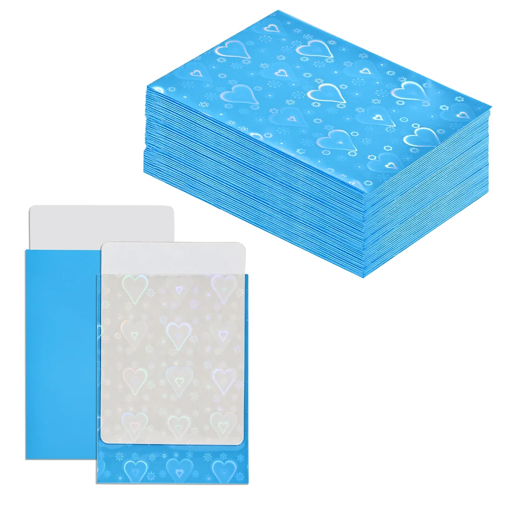 60 Stück holografische herzförmige Kartenhüllen, Standardgröße 66 x 91 mm, für TCG/MTG-Spielkarten, Idol-Foto-Sportkarten, zum Schutz von Karten – Detail 7
