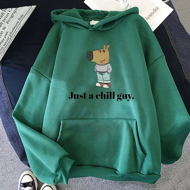 Just a Chill Guy Meme Print Funny 까마귀 남성 여성 빈티지 하라주쿠 패션 운동복 캐주얼 풀오버 Oversize Hooded Clothes