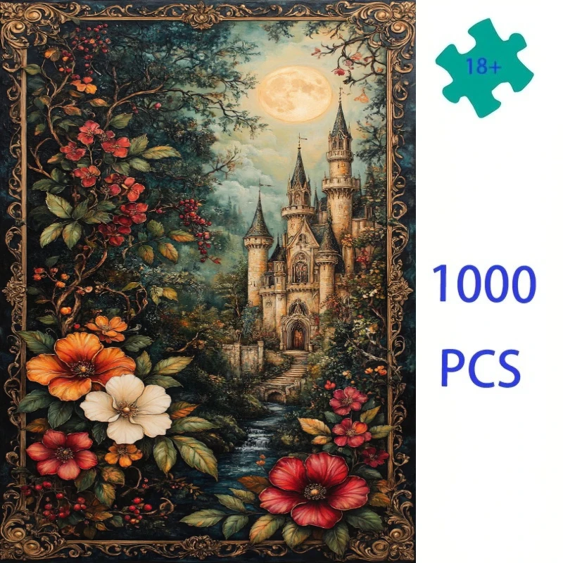 

﻿ 500/1000 PCS Jigsaw Puzzle Floral Natural Landscape Home Family Activity Games for Gameroom Bedroom Home Decor Frameless