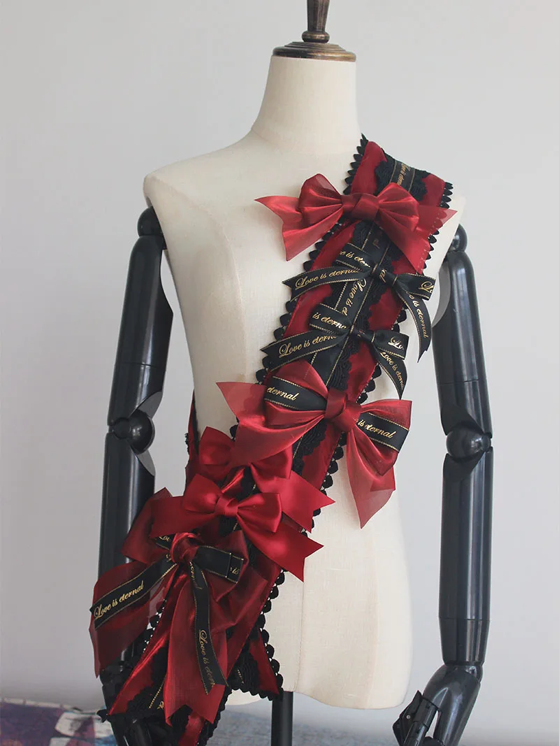 Original Heavy Industry Handmade Lolita Bow Gorgeous ริบบิ้นผู้หญิงหวานสาวนักเรียนคอสเพลย์ Y2k Props อุปกรณ์เสริม