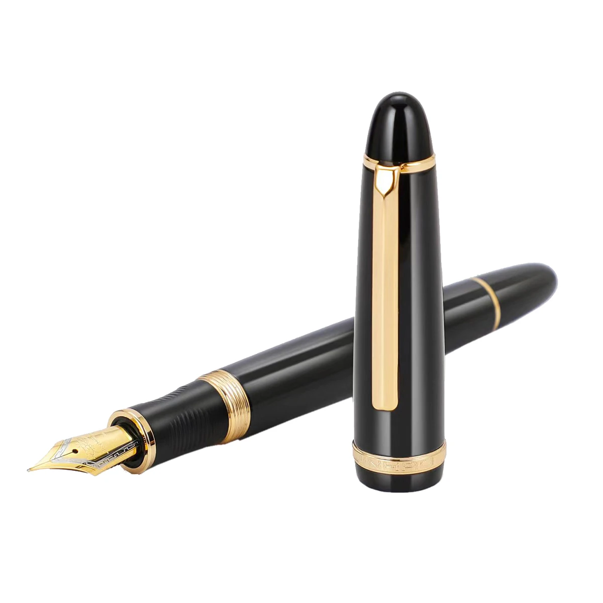 Jinhao X850 Black Metal Fountain Pen with Converter EF/F/M Nib Golden Clip Ink Pen for Business Office Gift School