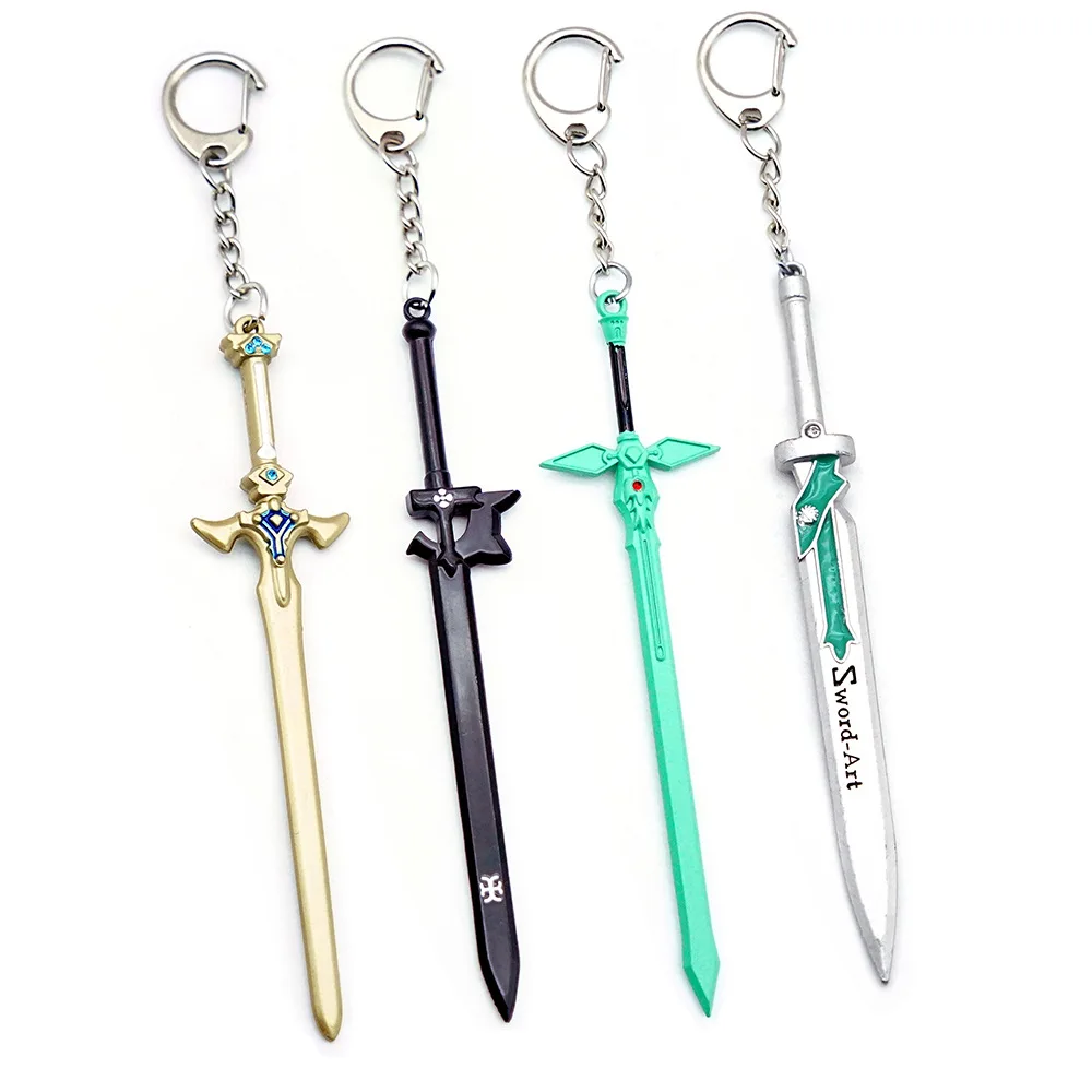 Sword Art Online Keychain SAO Asuna Kirito Elucidator DARK REPULSER Keyring for Men Anime Accessories Key Ring Pendant llaveros