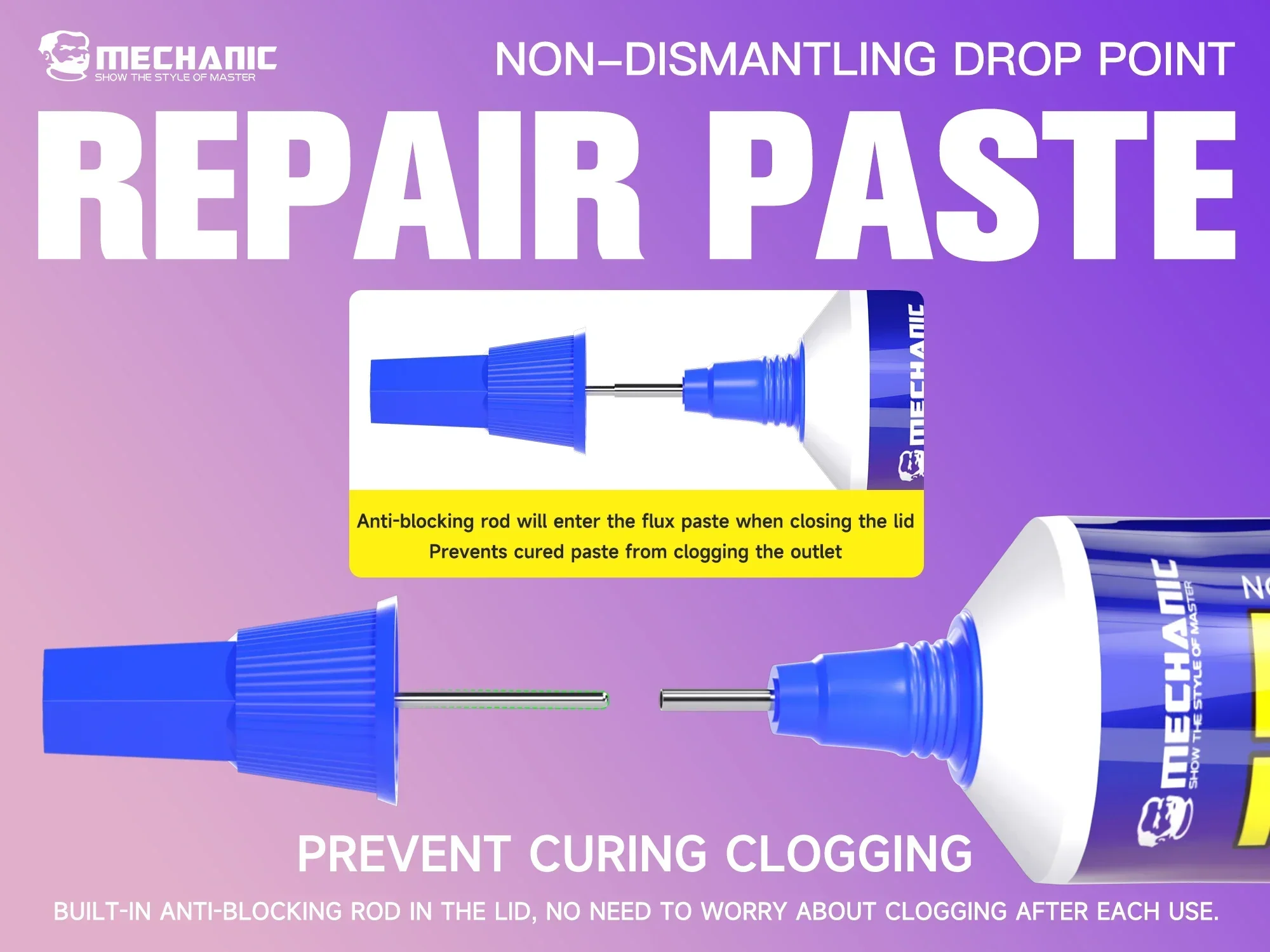 Mechanic G100 No-disassembly repair paste is suitable for lead-free repair of mobile phone chips tail plugs motherboard screws