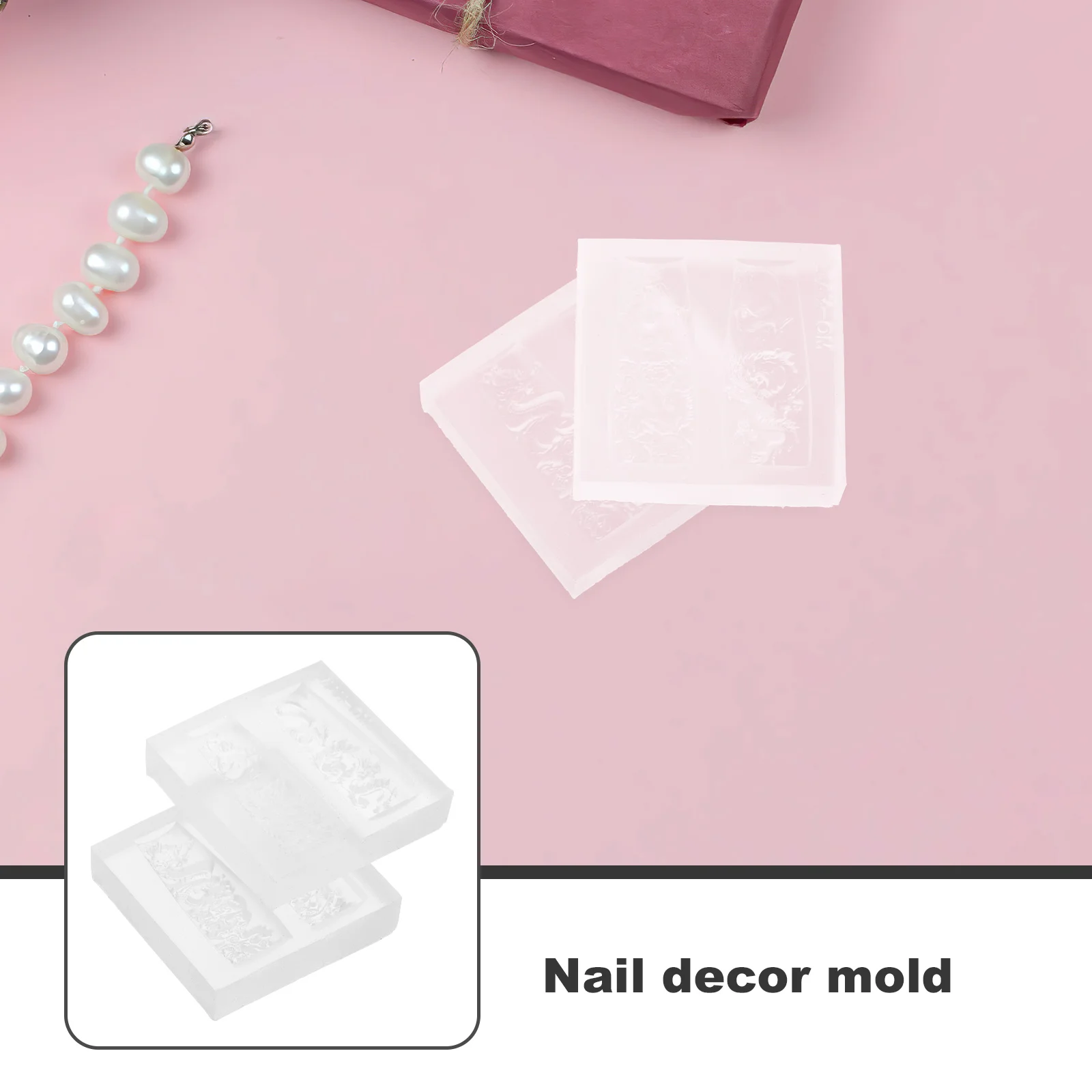 2 Pcs Gel Nail Kit Carving High Transparency Silicone Mold Templates for Nails