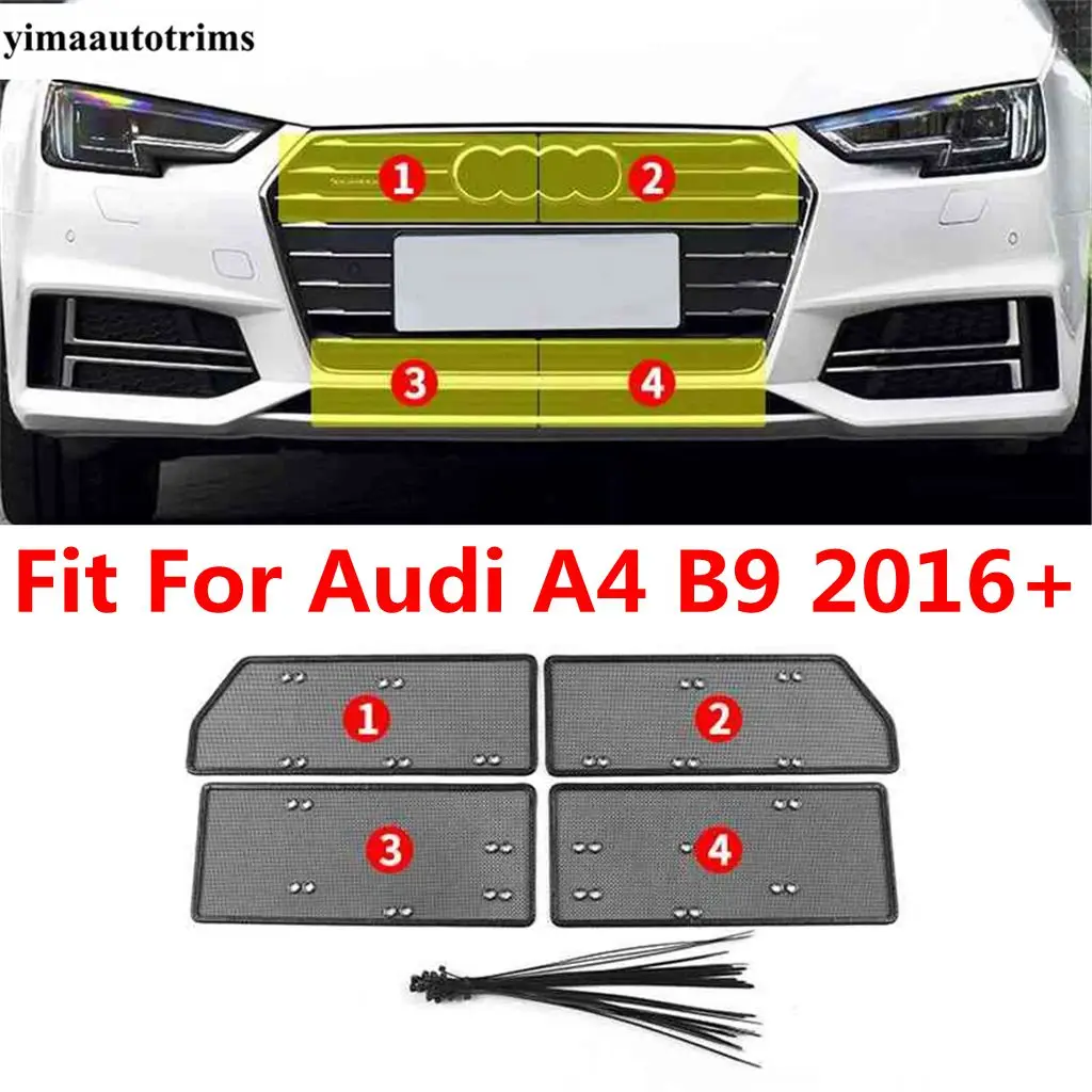 

Front Grille Grill Insect Screening Mesh Insert Net Prevention Protection Trim Accessories Exterior For Audi A4 B9 2016 - 2019