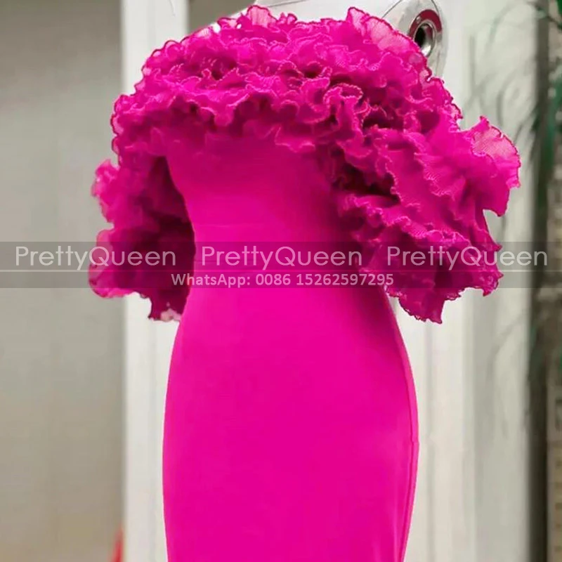 Babados fora do ombro vestidos de baile plissado sereia longo trem varredura personalizado vestido trompete festa para mulher