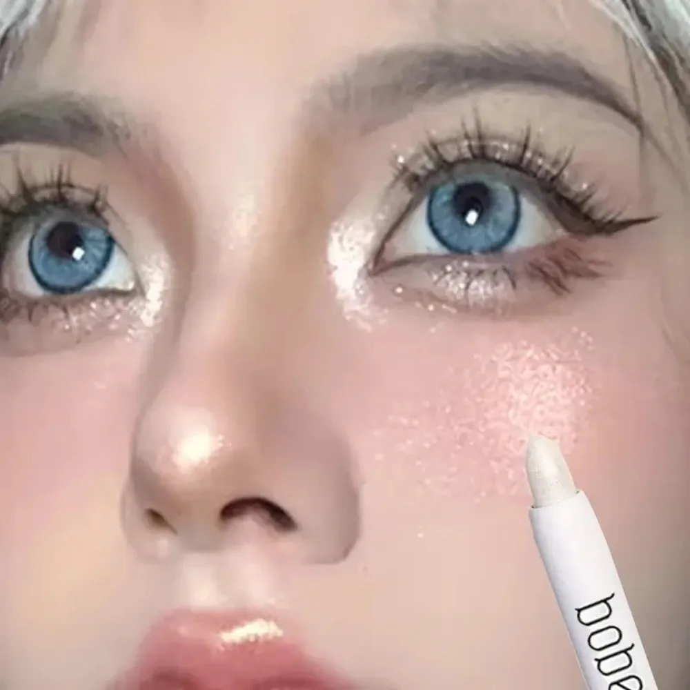 ブライトニング ハイライター ペン マット パール ブライト アイシャドウ スティック ホワイト/ゴールド トーン 防水 アイシャドウ ペン ステージ & ミュージック フェスティバル