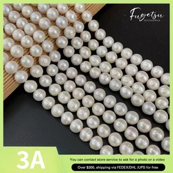 Perlas cultivadas de agua dulce naturales de 10-12mm, abalorios redondos de alta calidad para manualidades, collar para hombres y mujeres, accesorios para hacer joyas