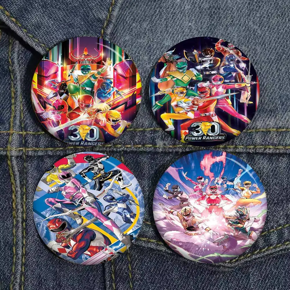 Броши для фотографий P-Power R-Rangers, креативные круглые значки, подарки, булавки 32/44/58 мм