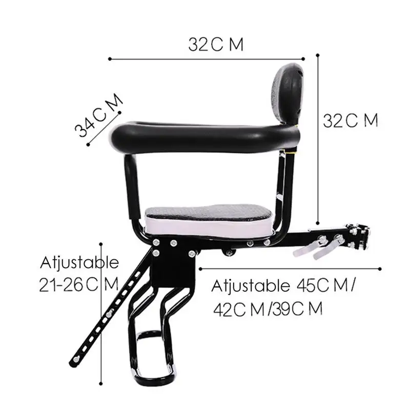 Odpinany rower dla dzieci Seat przód roweru Mount Baby Saddle Carrier bezpieczne siedzenie z poręczą dla dzieci akcesoria malucha