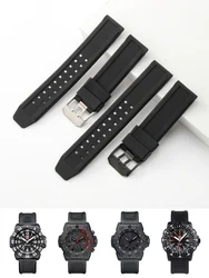 For Luminox Square Hole Breathable Comfortable Silicone Watch Strap 3051 8800 3080 20 22 23mm Replace Rubber Watchbands