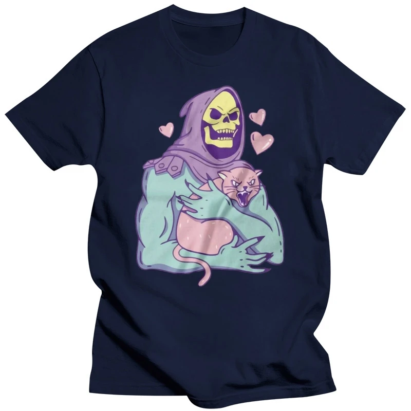 MAN T-SHIRT male graphic t shirts Skeletor Cat Tshirt Unisex & Kids - Funny, 80\'s Cartoon male fashion Casual short sleeve top