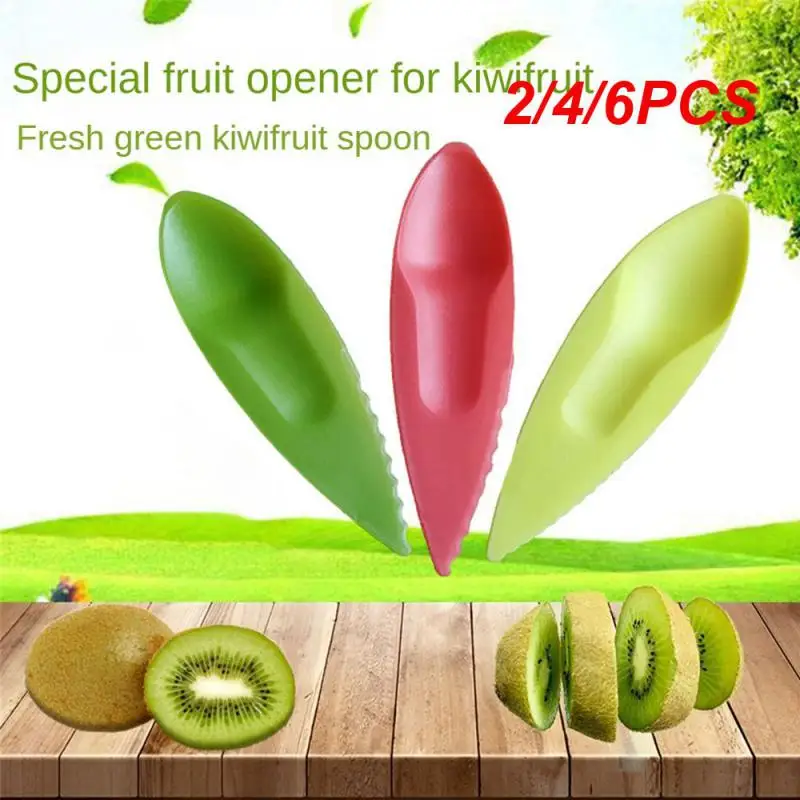 2/4/6PCS Kiwi Spoon Safety And Health Actual Plastic Kiwi Spoon Fruit Utensils Innovative Fruit Divider New Material Pocket