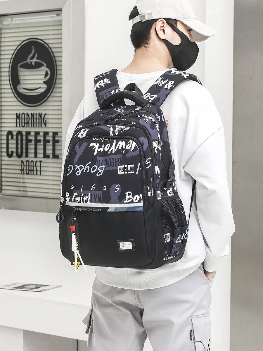 Camouflage graffiti Men's Backpacks Oxford Waterproof Shool Bags Laptop Bag Travel Backpack Senior High School Student Schoolbag - view 4