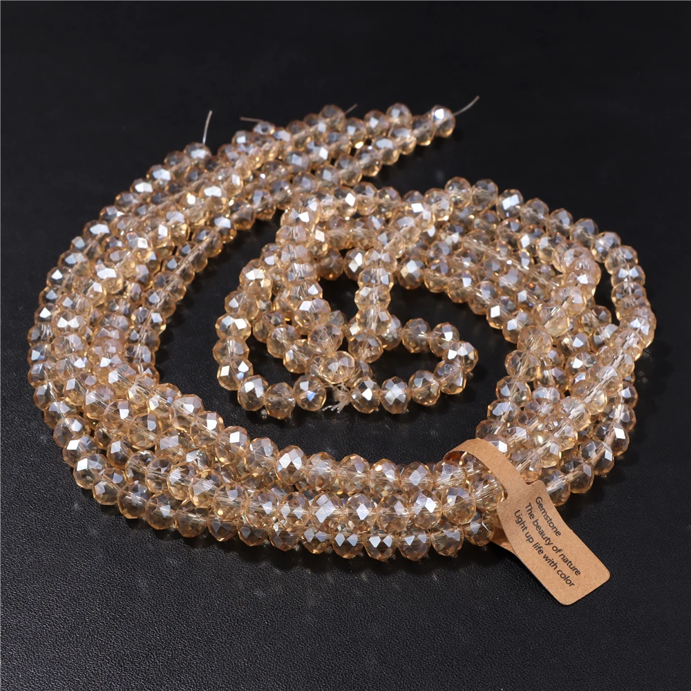 4x6mm/5x8mm Gold Color Glass Rondelle Faceted Austria Crystal Loose Spacer Beads For DIY Bracelet Jewelry Making Accessories