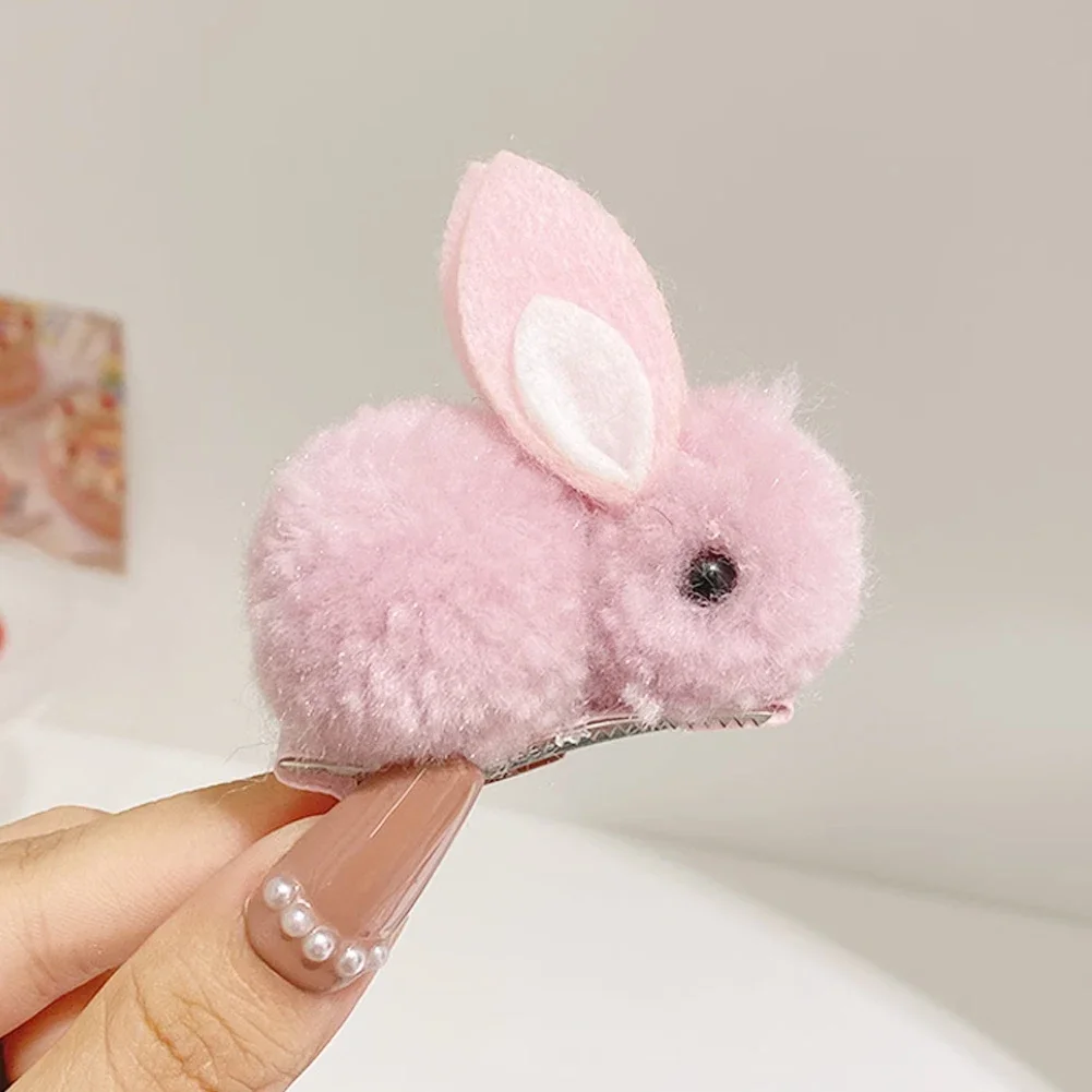 Cute Rabbit Hair Ball Clip para crianças, grampos de cabelo para crianças, acessórios de cabelo simples, headwear, presilha, menina, criança