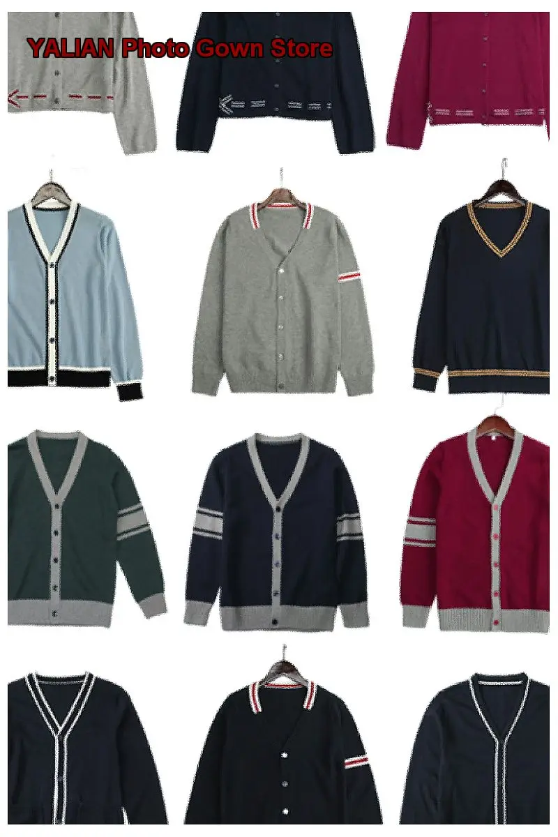 British Style Primary School Uniform Knit Vest Coat Children's Navy Blue Boys Girls Cotton Red Cardigan Kids
