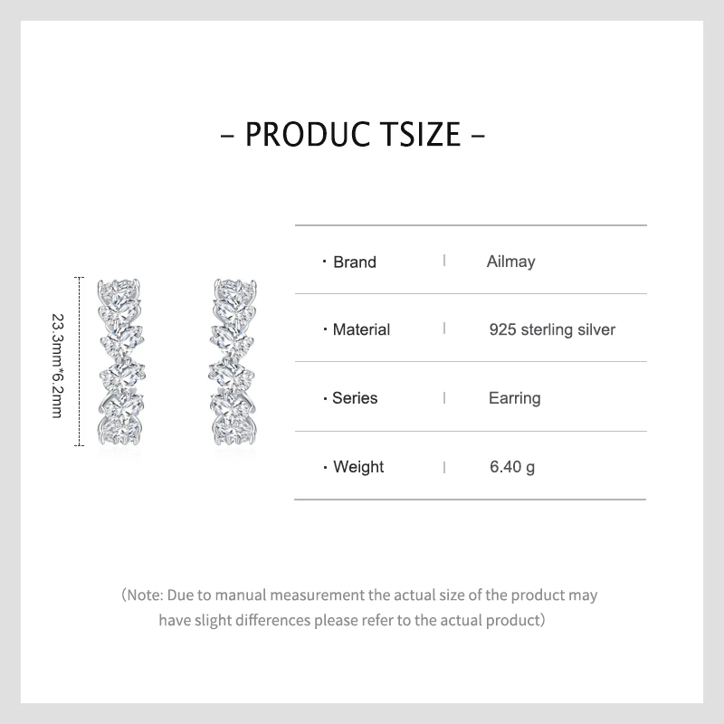 Ailmay Real 925 Sterling Silver Luxury Water Drop Shape Shining Zircon Stud Earrings For Women Classic Wedding Fine Jewelry Gift