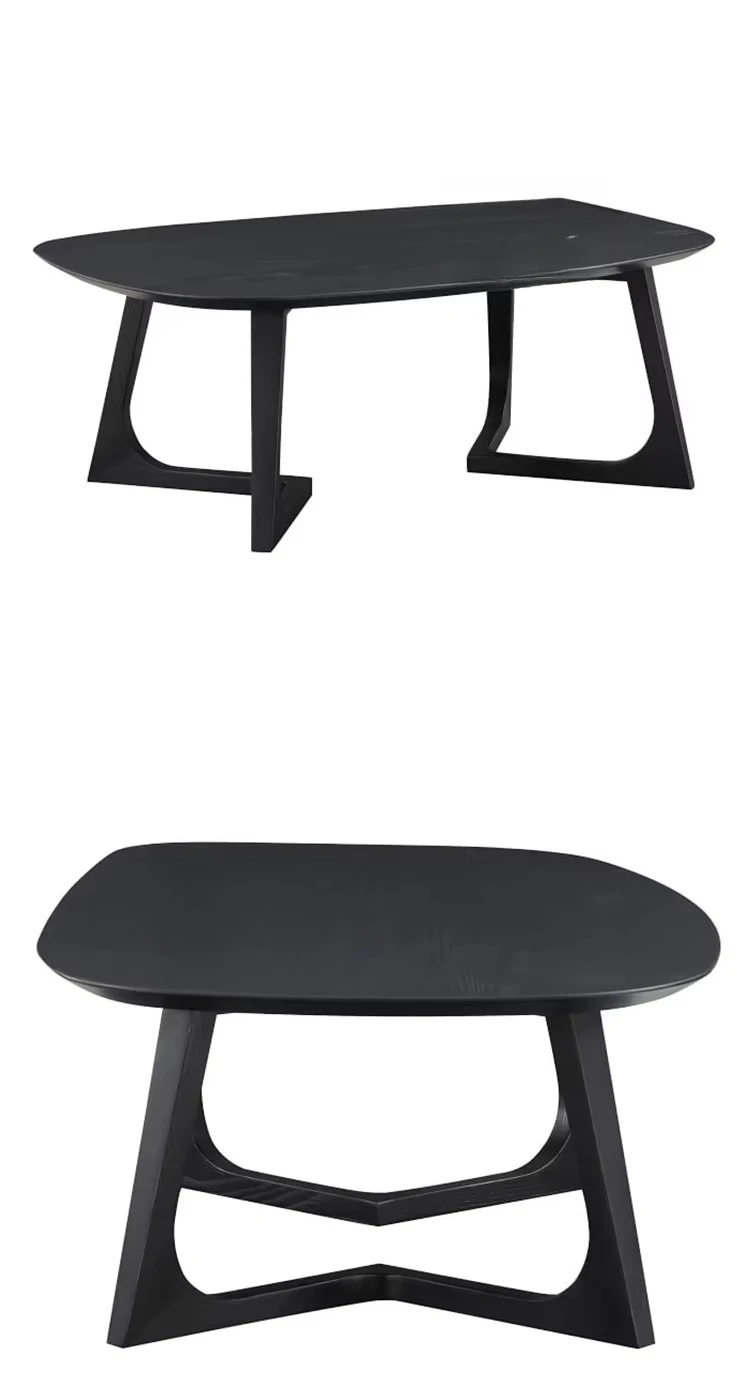 

# Solid Wood Coffee Table Vintage Small Apartment Black End Table Minimalist Living Room Round