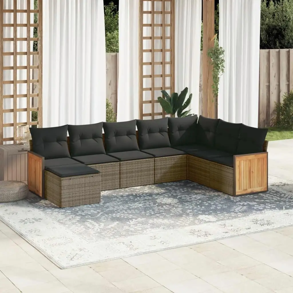

Grey PE Rattan Garden Sofa Set with Powder Coated Steel Frame and Polyester Cushions Outdoor Furniture