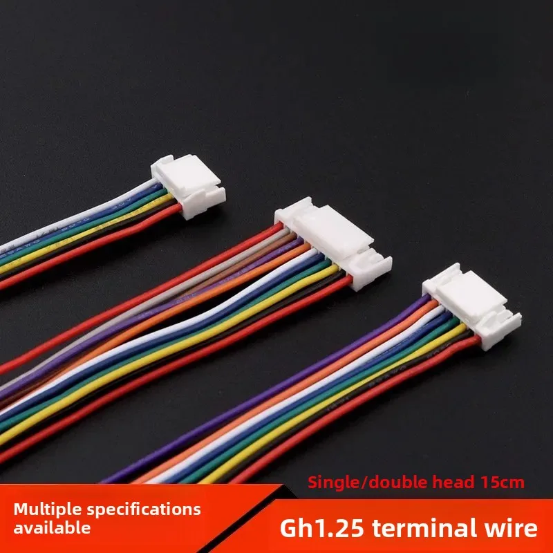 5Pcs GH1.25mm With Latch Terminal Wire 2P/3/4/5/6/7/8/9/10/11/12Pin 15CM Length Single/Double Head 1.25MM Pitch Electronic Wire