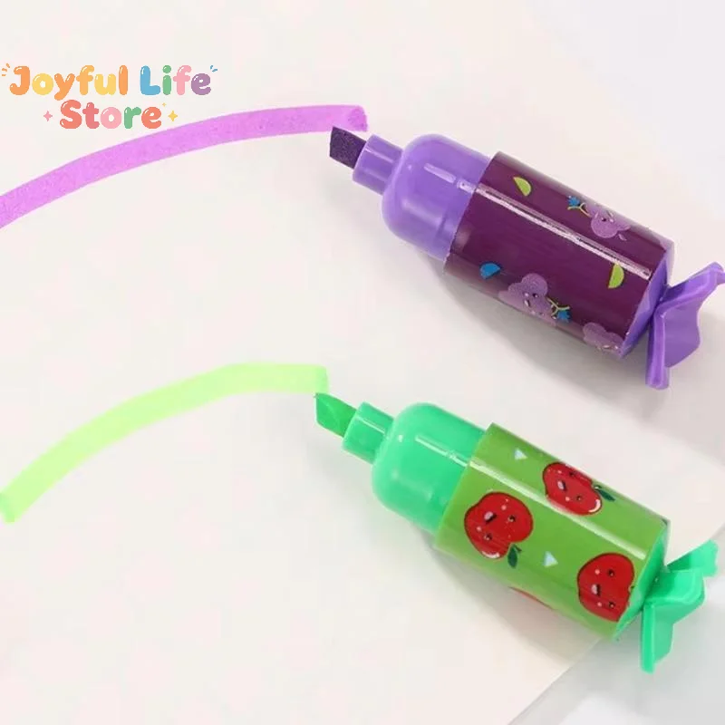 Pastel Mini Highlighter 6pcs Set Cute Candy Color Chisel Tip Markers No Bleed for Office Note Taking Kids Art School Stationery