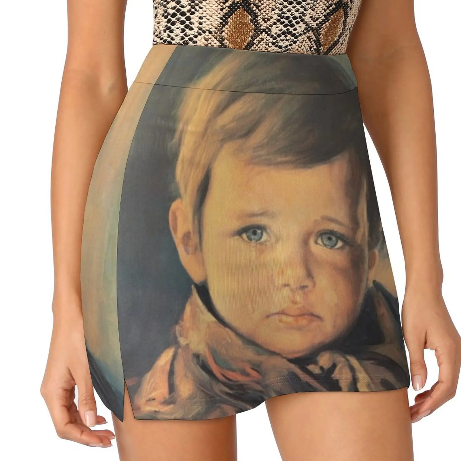 

Crying boy cursed painting. Mini Skirt luxury designer clothing women skirts for women korean style clothes