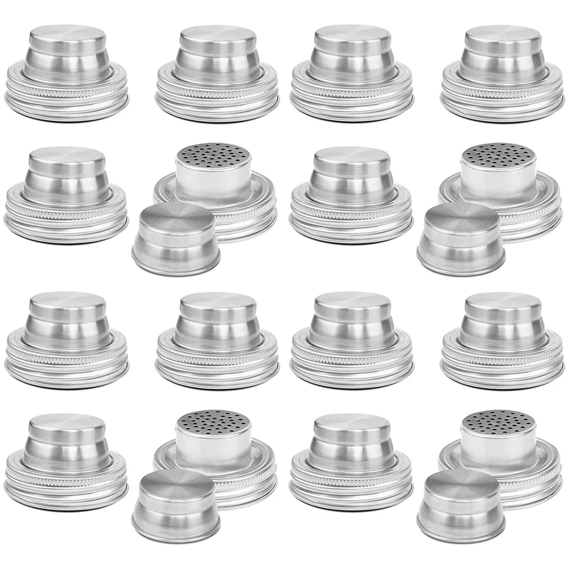 

16 Packs Jar Shaker Lids, Shaker Top For Regular Jar, Shaker Lids For Mini Jars