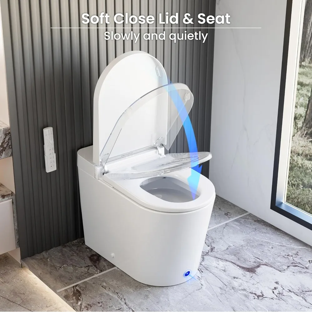 

Smart Toilet with Heated Seat Warm Water Foot Sensor Auto Flushing, Japanese Toilet for Bathroom with Remote Control