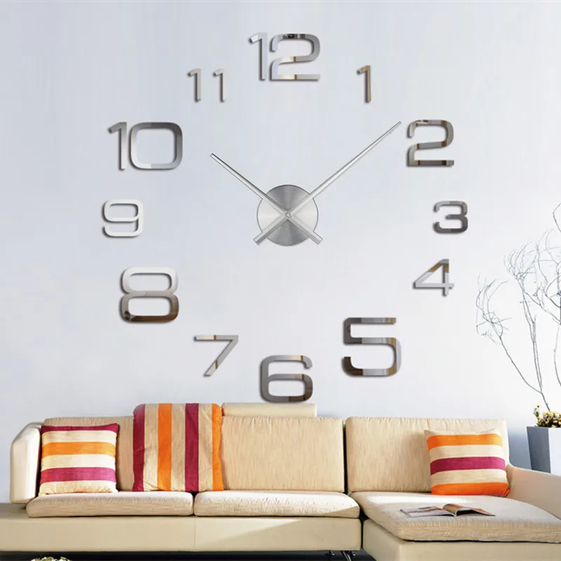 2023 Modern Design Large Wall Clock 3D DIY Quartz Clocks Fashion Watches Acrylic Mirror Stickers Living Room Home Decor Horloge