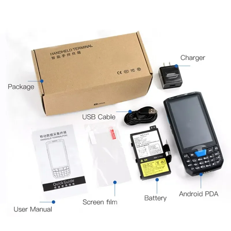 Android 13 4G Handheld PDA POS-terminal Touchscreen 2D Barcodescanner Draadloze Wifi Bluetooth GPS QR-codelezer