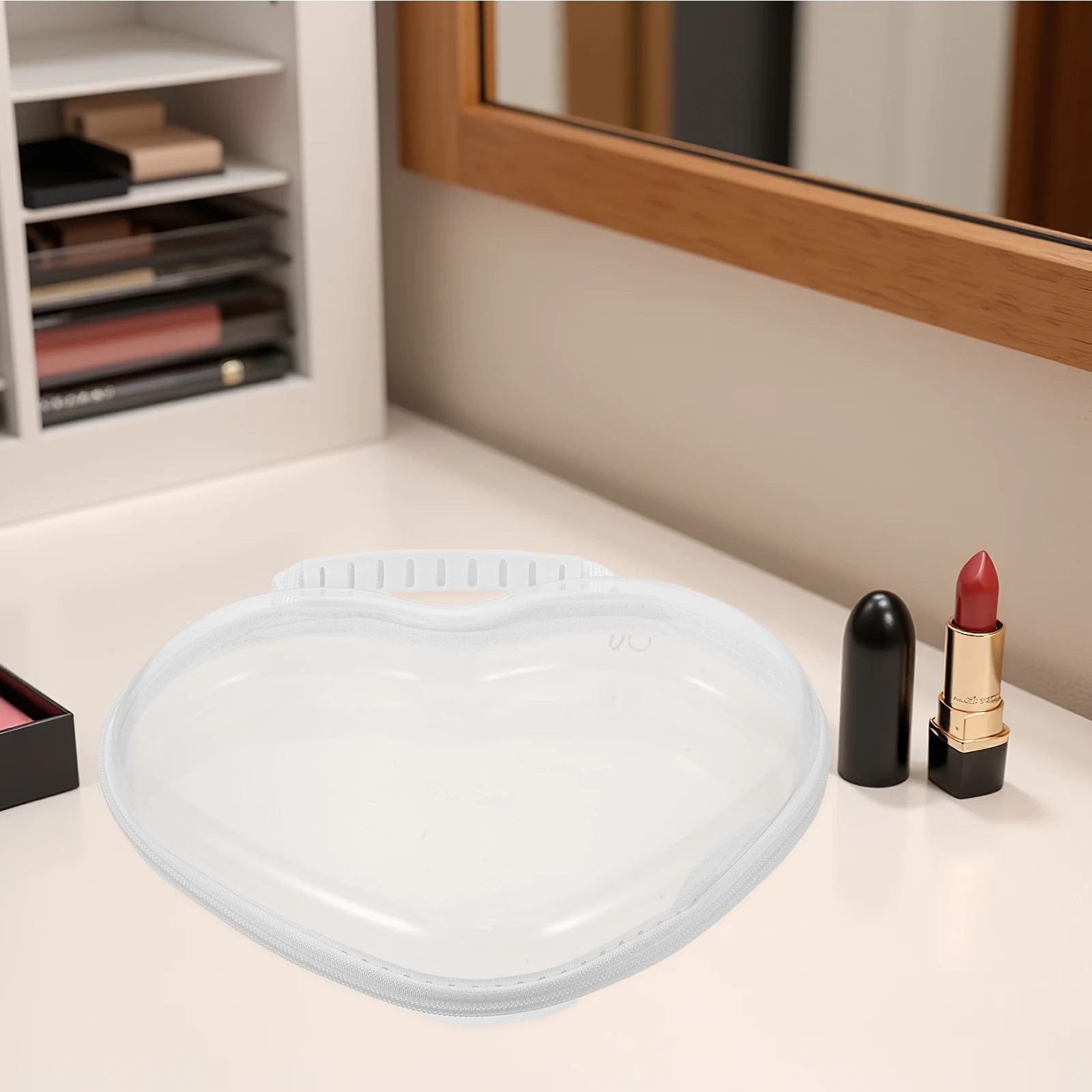 

Clear Toiletry Bags For Travel Heart Shaped Makeup Organizer Hard Shell Zipper Case Skincare Essentials Sturdy