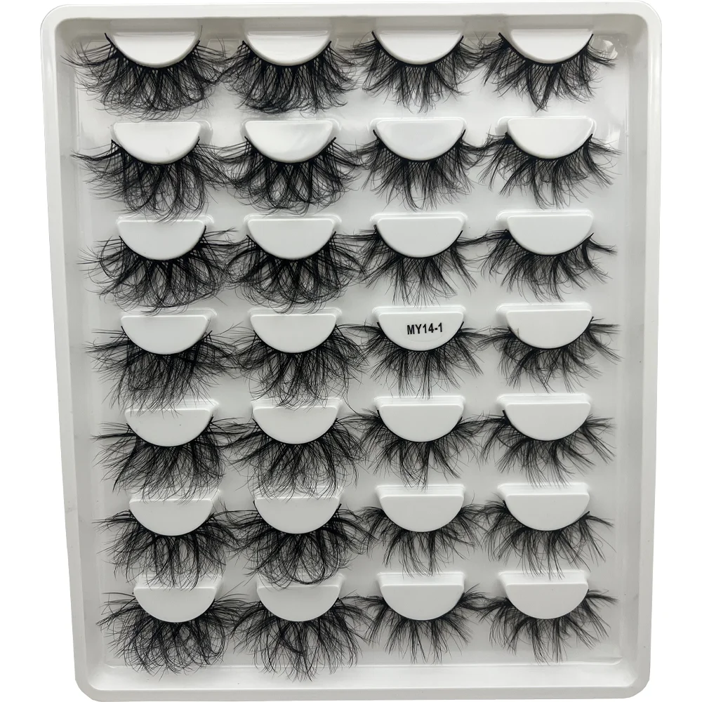 14 Paar luxuriöse, voluminöse künstliche Wimpern – dicke, natürlich aussehende synthetische Nerzwimpern, wiederverwendbar für ein perfektes Make-up-Look