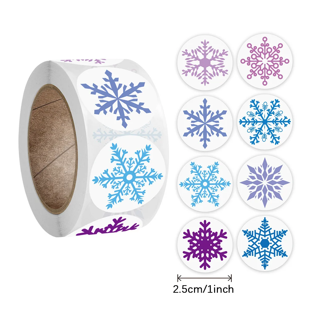 500 Stück 2,5 cm Weihnachts-Schneeflocken-Aufkleber, Weihnachts-Siegeletiketten, Aufkleber für DIY-Geschenkverpackungen, Weihnachtsdekoration 2024